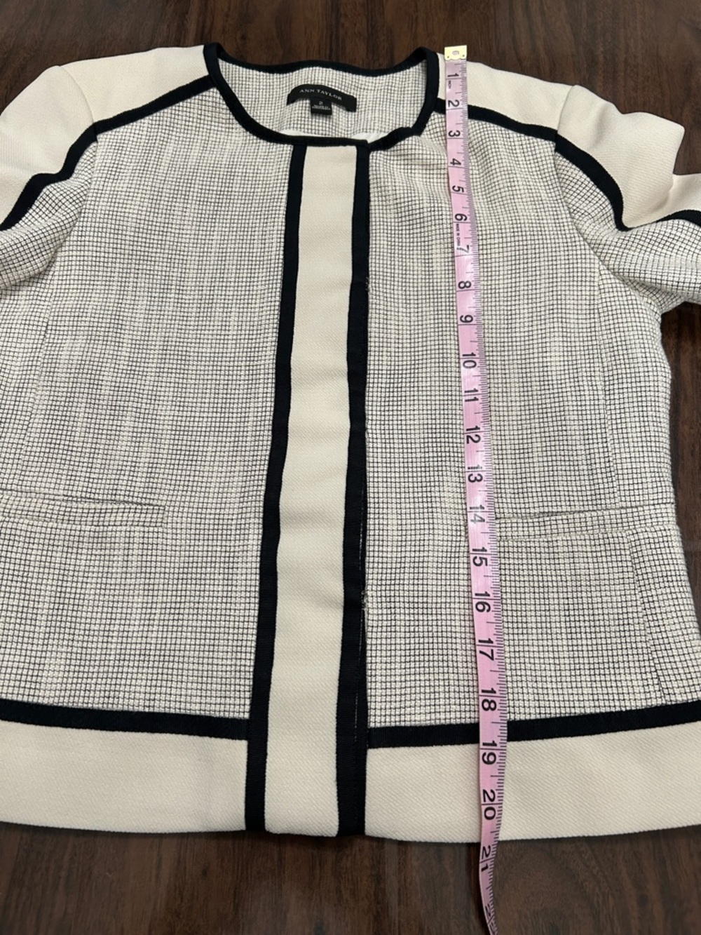 Ann Taylor Cream Colorblock Tweed Jacket and Skirt Suit Set - Picture 7 of 16